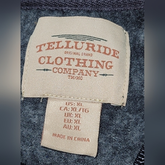 TELLURIDE CLOTHING CO Men's Gray 1/4 Zip High Neck Top/Sweater - Picture 3 of 7